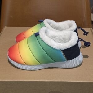 Rainbow Puffer Slip-On Slippers